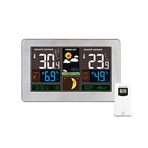 LPAOMKL 温度湿気の無線センサー屋内屋外湿度計温度計壁バロメーターの予測天気ステーション(A)