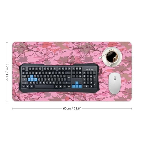 Pink Leaves Camo Desk Pad Large 12"x24" miniatura 2