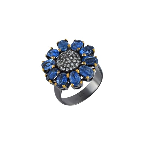 Bague plastron plaquée or et pierres bleues pour sublimer vos tenues de soirée
