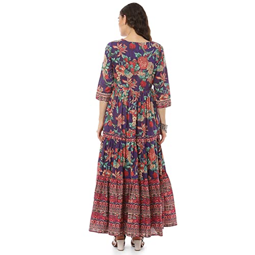 Image of BIBA Cotton Printed Flared Casual Dress