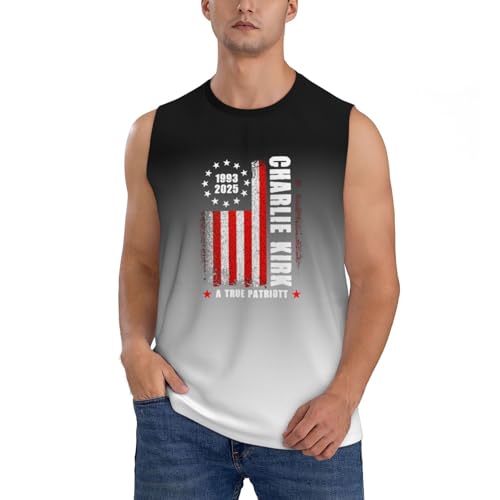 A True Patriott Charlie Kirk Men’s Sleeveless Tank Top – Summer Gym Workout Muscle Shirt | Casual Graphic Vest,
