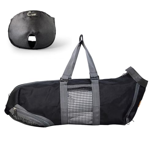 Cinf Cat Nail Clipping Cleaning Grooming Restraint Bag （Free Muzzle） No Scratching Biting for Bathing Nail Trimming Injecting Examining(Black,M)