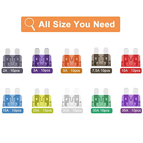 Car Automotive Rv Standard Fuses - Auto ATO Blade Fuse Assortment Kit (2A 3A 5A 7.5A 10A 15A 20A 25A 30A 35A) - Thumbnail 7