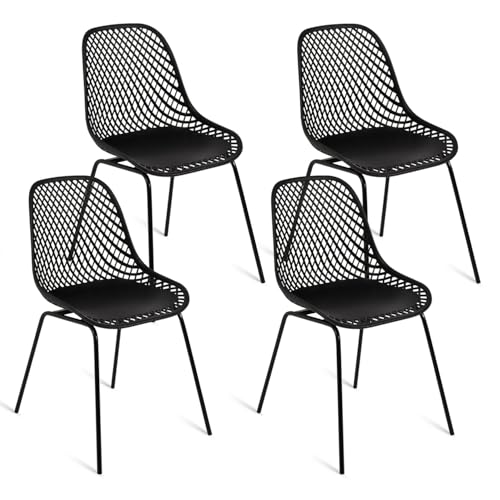 IDMarket - Juego de 4 sillas Maelys negras para comedor