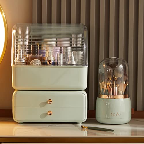 Ltytz Large Makeup Organizer With Brush Holder, Makeup And Skincare Organizer For Vanity, Cosmetics Skincare Organizers With Lid And Drawers For Countertop, Bathroom, Dresser, Ideal Gifts For Women #TOP2