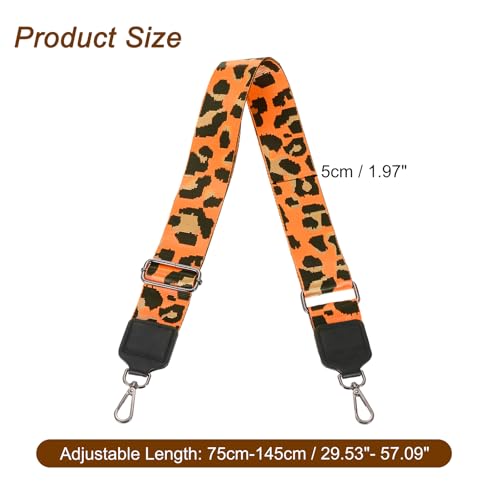 Image of uxcell Wide Shoulder Strap, 5cm Adjustable Purse Strap Replacement Crossbody Strap for Shoulder Bag Handbag, Orange, Black Square Mouth Buckle