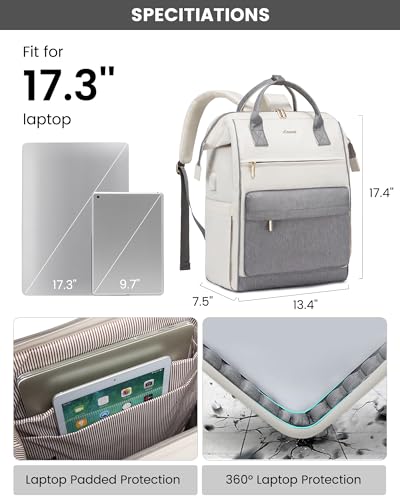 Image of LOVEVOOK Laptop Backpack for Women, 17 Inch Work Teacher Nurse Bag