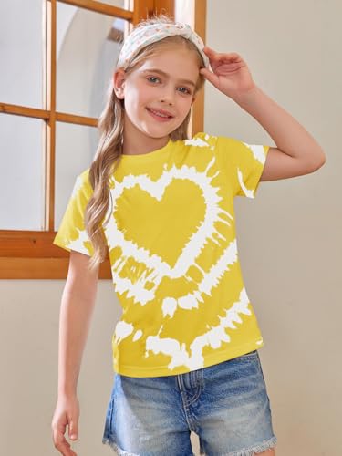 Image of Girls Short Sleeve T Shirts Kids Summer Tops Crewneck Tees 5-14 Years