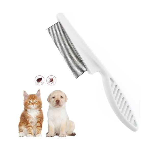 Redreo Flohkamm für Hunde & Katzen, Profi Hundekämme Haustierkamm zum Entfernen Flöhe, Läusekamm Staubkamm Mit abgerundeten Metall Zinken zur sanften Pflege