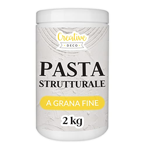 Creative Deco Pasta Strutturale a Grana Fine 2kg Massa Bianca Pasta Modellabile per Progetti Artistici Pittura Acrilica | Strutturale per Arte Facile da Usare per Creare Effetti 3D | Struttura Sabbia