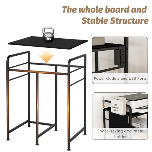 Image of Large Printer Stand with Storage: 24x18 Inch Printer Table for Home Office
