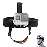 TEKCAM Adjustable Head Strap Mount with Chin Belt Compatible with Gopro Hero 13 12 11 10 9 8/AKASO EK7000 Brave 7 APEXCAM Dragon Touch REMALI Capture for Skiing Surfing Cycling, Head Harness