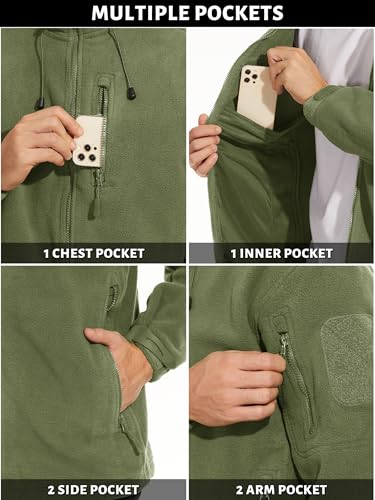 TACVASEN Men's Tactical Fleece Jacket Heavyweight Military Hoodie with 6 Pockets Winter Warm Coats Windproof Outdoor4