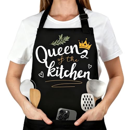 Belillpipi Cooking Aprons for Women, Baker Aprons with 3 Pockets for Women Men, Funny Baking Apron Gifts for Bakers Wife Mother Daughter, Adjustable Kitchen Aprons for Wife Mum Aunt Sister Grandma