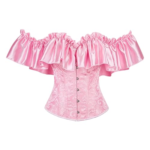 Damen-Korsett, abnehmbare Spaghettiträger, Schleife, Korsett, rose, XXL