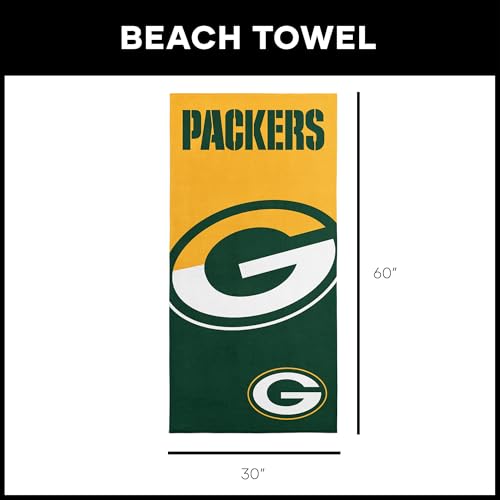 Image of Northwest NFL Green Bay Packers Microfiber Beach Towel, 30 x 60 Inches - Quick Dry, Sand Resistant, Lightweight, Highly Absorbent, Incisor Design