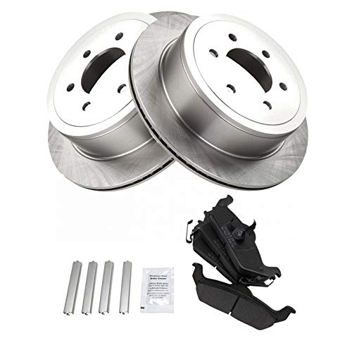 Image of TRQ Rear Brake Pad and Rotor Set Semi Metallic Solid Rotors | For 2004-2011 Ford F-150 2006-2008 Lincoln Mark LT