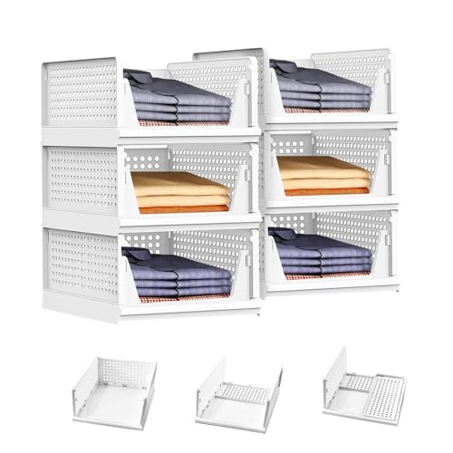 Avilia - Set di 3 Organizer Armadio in Plastica Richiudibili e Impilabili - Cassettiera Salvaspazio da Cucina, Bagno e Camera da Letto, Multiuso e Resistenti (3)