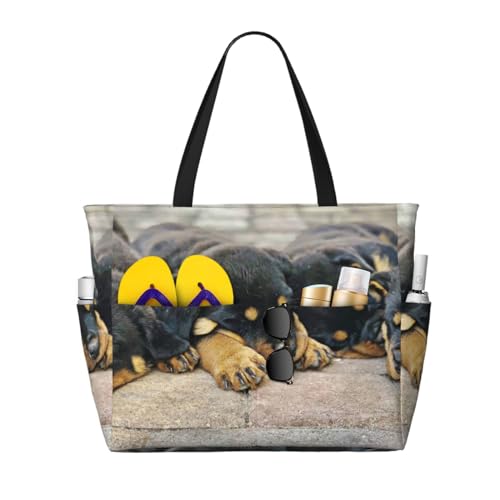 Sac à bandoulière femme Rottweiler grand sac de plage fourre-tout