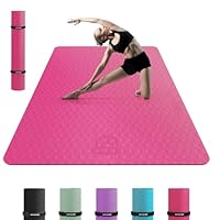 HAPBEAR Large Yoga Mat for Women- 183116cm6mm, TPE Non-Slip, Durable, Eco-Friendly, Extra Large Thick Wide Exercise Mat for Pilates,Gym,Workout,Home,Fitness, (Barefoot Exercise)-Pink