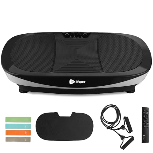 LifePro Vibration Plate Exercise Machine for Weight Loss | Rumblex Max 4D | Exercise Equipment For Home Use for Lymphatic Drainage | Home Workout Fitness Equipment with Exercise Band | Black