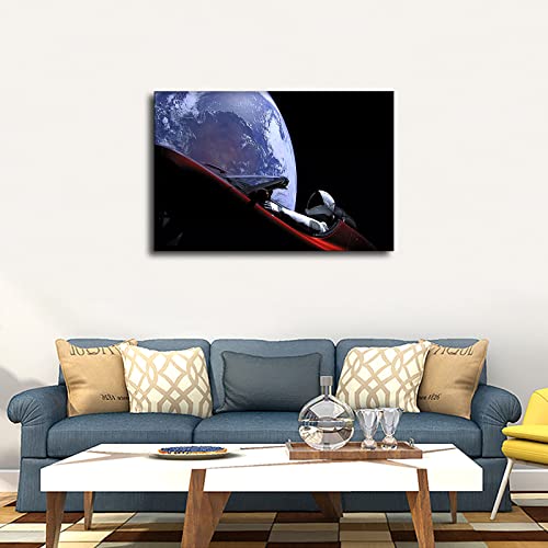 Spacex's Falcon Heavy Rocket Carries Tesla Posters And Prints Wall Art Pictures For Living Room Bedroom Decor Great Man Cave And Bar Decor (24×36Inch- Framed) #TOP1