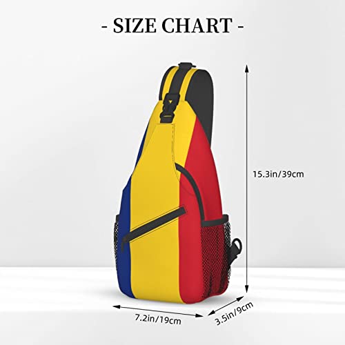 Mochila de un hombro con bandera de Rumania negra unisex miniatura 4