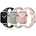 Ouwegaga Compatible with Apple Watch Band 38mm 40mm 41mm, Soft Silicone Narrow Slim Sport Breathable iWatch Bands Replacement Strap for iWatch SE & Series 7 6 5 4 3 2 1 for Women Men, Black Gray Pink
