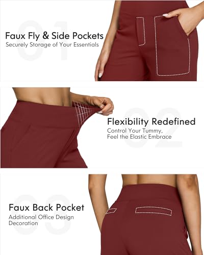 Image of G4Free EverGoing Yoga Pants Women Wide Leg Pants with Pockets High Waist Stretch Dress Casual Sweatpants Petite /Regular /Tall