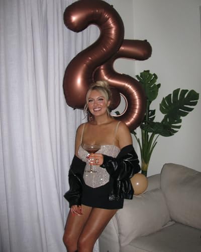 Image of 40 Inch Brown Number 7 Balloon Birthday Party Decorations for Men & Women | 40 Inch Brown inflatable foil number balloons, large birthday decorations for 7th birthday