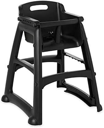 Rubbermaid Commercial Products Sturdy High-Chair for Child/Baby/Toddler, Pre-Assembled with Wheels, Black (FG780508BLA)