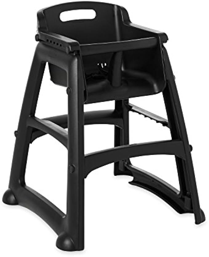 Rubbermaid Commercial Products Sturdy High-Chair for Child/Baby/Toddler, Pre-Assembled with Wheels, Black (FG780508BLA)
