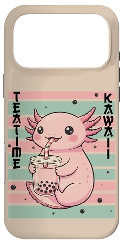 Kawaii Axolotl Bubble Tea Esthétique Teatime Coque pour iPhone 17 Pro Max