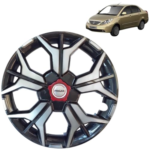 Image of Prigan Wheel Cover for TATA MANZA 15 Inch Grey Silver Wheel Cap (Available in 12,13,14,15,16,17 Inch) (Set of 4 Pcs) (Press Fitting) Model- KIA-GTLINE DC-15