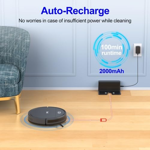 Mini Saugroboter 9000Pa mit Wischfunktion, 3-in-1 Staubsauger Roboter für Auto Haushalt Teppich, ultraflach 7,2 cm mit Fernbedienung, 2000mAh 100 Min Laufzeit, Anti-Sturz & Hindernisvermeidung, grau