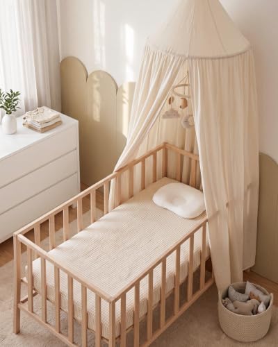 Image of Blissful Diary Muslin Crib Sheets, 2 Pack, Beige Gingham & Brown Gingham | fitted for 52''x28'' crib mattress, soft and breathable cotton, boho style, easy care for machine wash, gift for boy and girl
