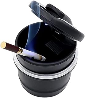 KaberMisr 2020 Adjustable Smokeless Car Ashtray with Lid Blue LED Light Odor Resistant Cup Holder Size (1 Piece,Code:1538)