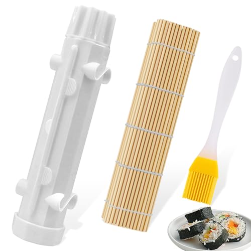 EQUNROY Sushi Making Kit,Sushi Roller,Sushi Maker,Sushi Kit,Perfect for Crafting Sushi Roller with Rice,Vegetables,and Meat,Ideal Diy Sushi Tool Set for Beginners and Enthusiasts(White)