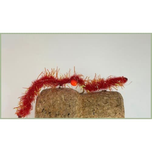 Chewing gum Worms, Trout Flies, 6 x Red Size 10, Fishing Flies, Worm flies