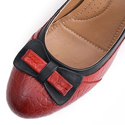 Image of Mona flying Women's Leather Chunky Pumps Dress High Heel Office Work Shoes