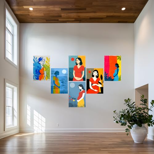 Image of SiddArtify Pregnancy Wall Art Poster Print Set - Modern Woman Art Decor for Living Room Bedroom Nursery - 8x12 inch Board Pack of 6
