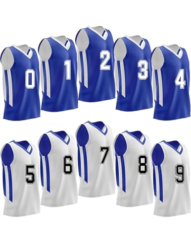 10-Pack Men's Reversible Custom Basketball Jerseys, Mesh Athletic Sleeveless Shirts