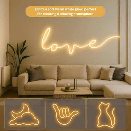Image of V.E.S.P.A 16.4 Feet Neon LED Strip Lights, with 12V Adapter, Waterproof IP65 | Silicone Flexible Rope Light for Wall Decor | DIY Name Signs | Neon Lights | 5 Meter | (Warm-White)