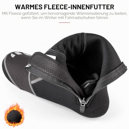 GEWAGE Thermo Fahrrad-Überschuhe, reflektierend, für MTB und Rennrad (Black, L) – Ansicht 7