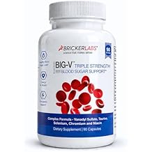 Bricker Labs Big-V Triple Strength Vanadyl Supplement Vanadyl Sulfate 30 mg, Taurine 600 mg, Selenium, Chromium and Niacin, Blended Mineral Supplement Capsules 90 ct