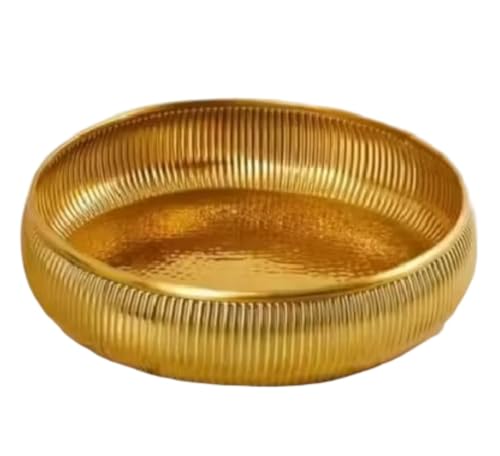 BRACOP Cuenco de Metal para decoración de templos Cuenco Decorativo decoración con Velas de té Cuenco Hecho a Mano Pieza Tradicional India para Diwali Pooja y Bodas.