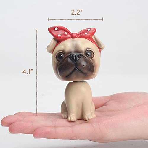 Keyum Cute Bobble Head Dog Car Dashboard Decoration Mini Bobbleheads Pug Figurine Funny Shaking Head Dog Toy Animal Puppy Home Office Desktop Resin Ornaments #TOP4