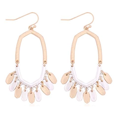 RIAH FASHION Bohemian Chandelier Coin Dangle Earrings - Gypsy Lightweight Filigree Disc Charm Tassel Ethnic Hoops, Metal Cover
