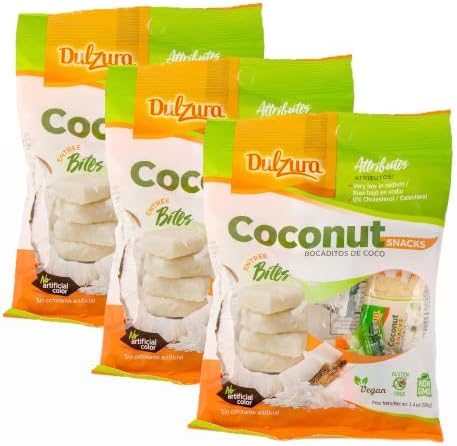 Coconut Snacks - Light and Flaky Coconut Treats - 3.4 oz, (Pack of 3)