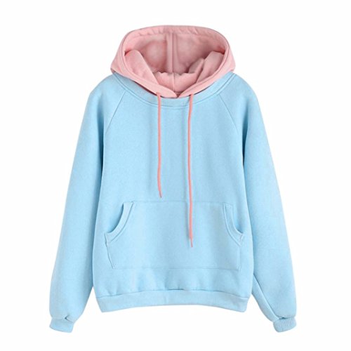 Preisvergleich Produktbild Kapuzenpulli Kapuzenpullover Damen Hoodie Sweatshirt Winter Herbst Casual Langarm Pullover Tops Bluse LMMVP (Blau, M)